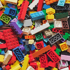 Lego bricks in different colors, sizes and shapes